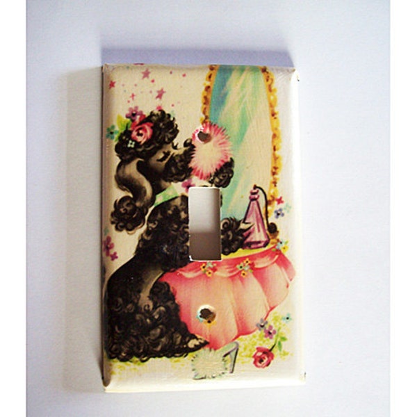 retro poodle switch plate vintage 1950s rockabilly pin up decor light switch kitsch