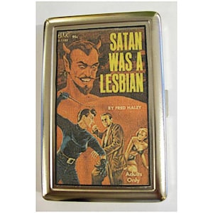 Portefeuille lesbien pulpe en métal rétro vintage étui à cigarettes ID fourre-tout sleaze kitsch