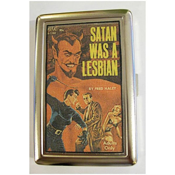 Carteira lésbica de metal retrô vintage, porta-cigarros, porta-documentos, kitsch e vulgar.