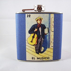 Loteria hip flask retro vintage mexicana folk art rockabilly Spanish kitsch image 5