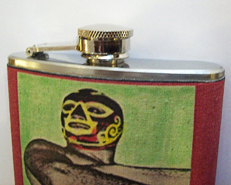 Mexican wrestler flask retro vintage luchador wrestling lucha libre kitsch image 3