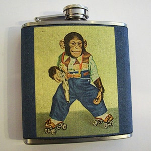 monkey flask retro vintage cartoon chimp 1950s animal kitsch image 1