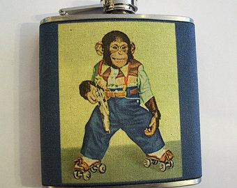 monkey flask retro vintage cartoon chimp 1950s animal kitsch