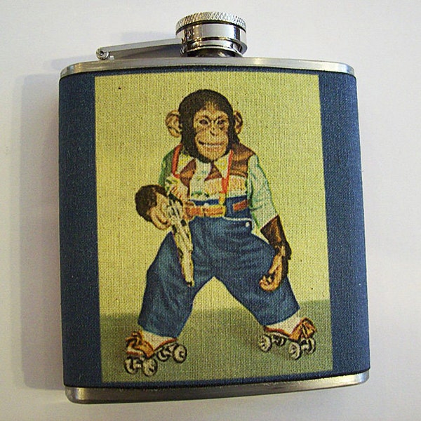 monkey flask retro vintage cartoon chimp 1950s animal kitsch