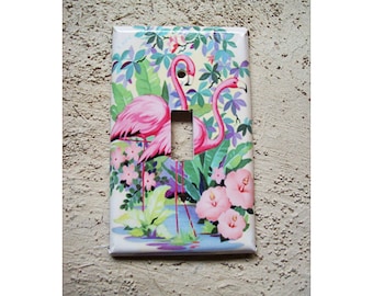 pink flamingo switch plate cover retro vintage Florida 1950s kitsch