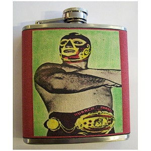 Mexican wrestler flask retro vintage luchador wrestling lucha libre kitsch image 1