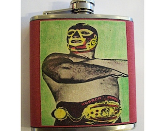 Mexican wrestler flask retro vintage luchador wrestling lucha libre kitsch