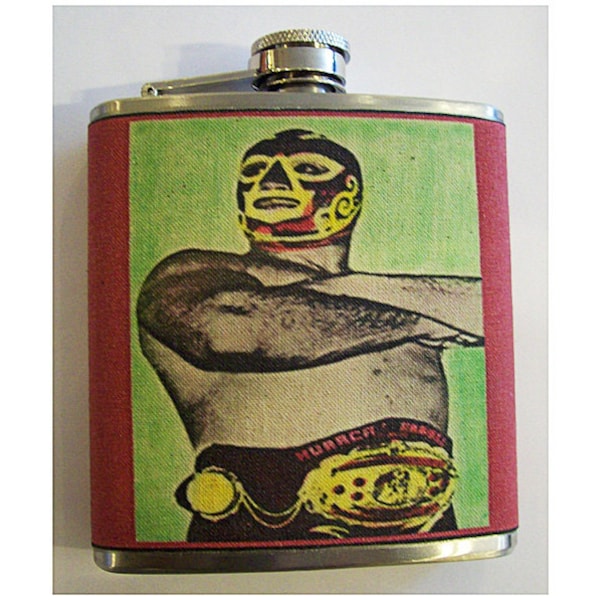 Mexican wrestler flask retro vintage luchador wrestling lucha libre kitsch