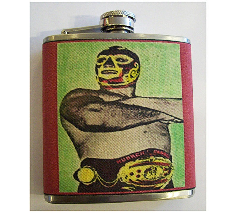 Mexican wrestler flask retro vintage luchador wrestling lucha libre kitsch image 1