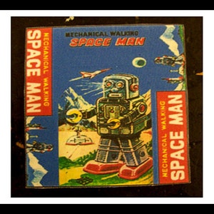 Retro Roboter Untersetzer Set 1950er Jahre Blechspielzeug Roboter Bar Deko Vintage Weltraum Kitsch