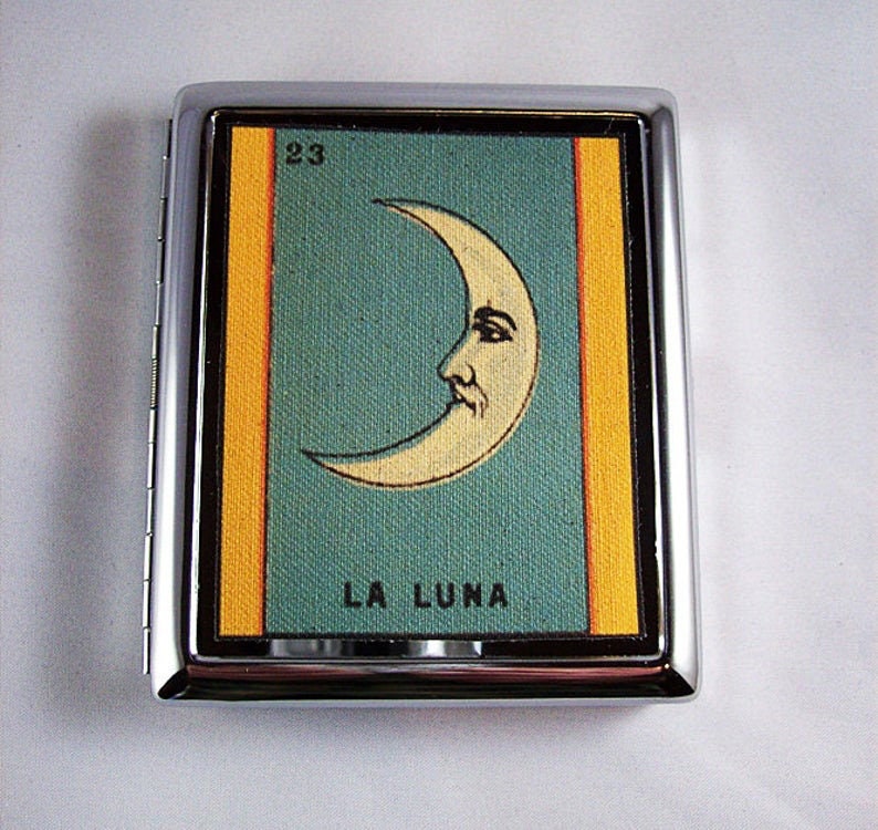 Loteria metal wallet retro cigarette case Mexicana Spanish ID case image 2