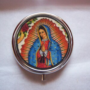 Jungfrau von Guadalupe Pillendose Retro Vintage Mexiko Heiliger religiöser Kitsch Pillendose
