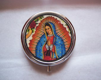 Virgin of Guadalupe pill box retro vintage Mexico saint religious kitsch pill case