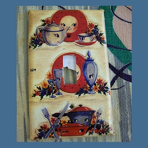 retro kitchen switch plate vintage anthropomorphic kitsch 1950s mid century light switch