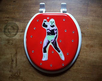 Mexican wrestlet toilet seat vintage lucha libre kitsch retro Mexico luchador decor