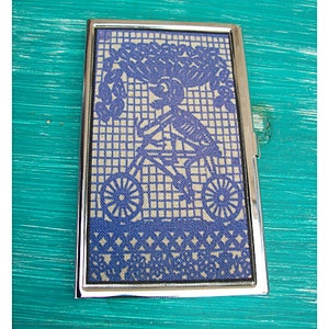 Day of the Dead business card holder retro Mexico card case ID vintage folk art kitsch image 3