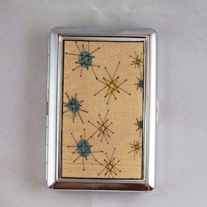 atomic cigarette case retro vintage 1950s  mid century metal wallet