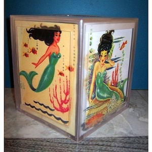 mermaid tissue box dispenser retro vintage nautical 1950's pin up girl rockabilly bathroom decor