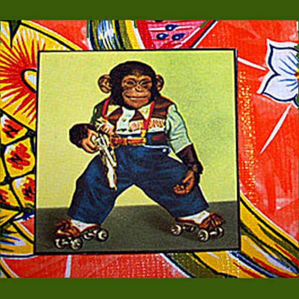 retro monkey coasters vintage chimp 1950s cartoon animal tiki bar decor kitsch