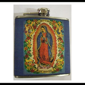 Virgin of Guadalupe flask retro mexico saint spanish folk art vintage religious kitsch