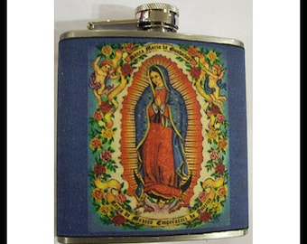 Virgin of Guadalupe flask retro mexico saint spanish folk art vintage religious kitsch