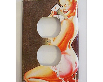 pin up girl salida interruptor placa retro vintage 1950s rockabilly luz enchufe cubierta
