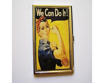 Rosie the Riveter business card case retro vintage propaganda kitsch card holder