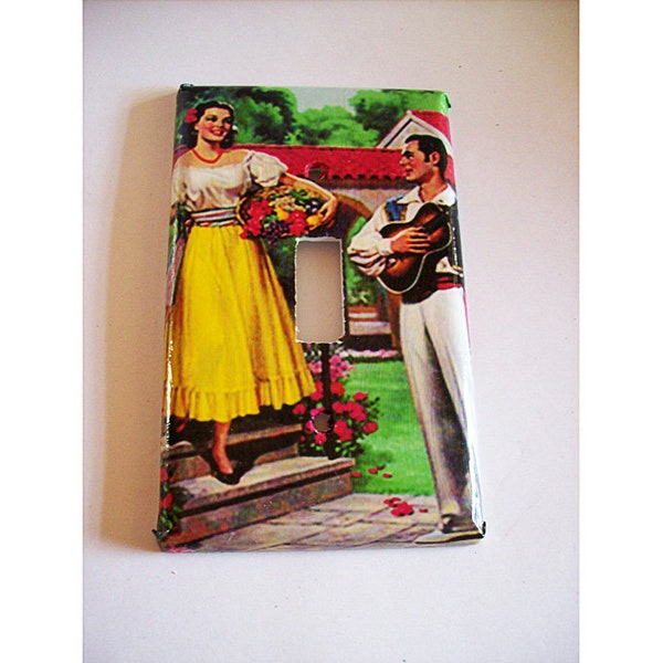 Retro Mexico switch plate vintage senorita 1950s  pin up  kitsch decor outlet light switch