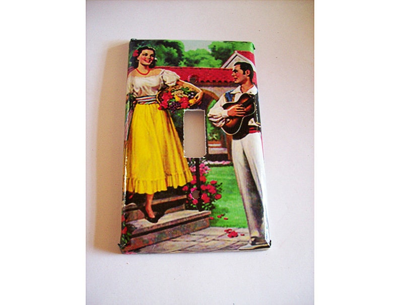 Retro Mexico switch plate vintage senorita 1950s pin up kitsch decor outlet light switch image 1