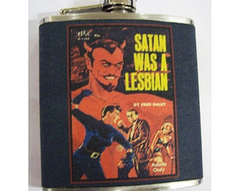 Lesbian pulp flask retro vintage pin up 1950s paperback sleaze pulp fiction kitsch