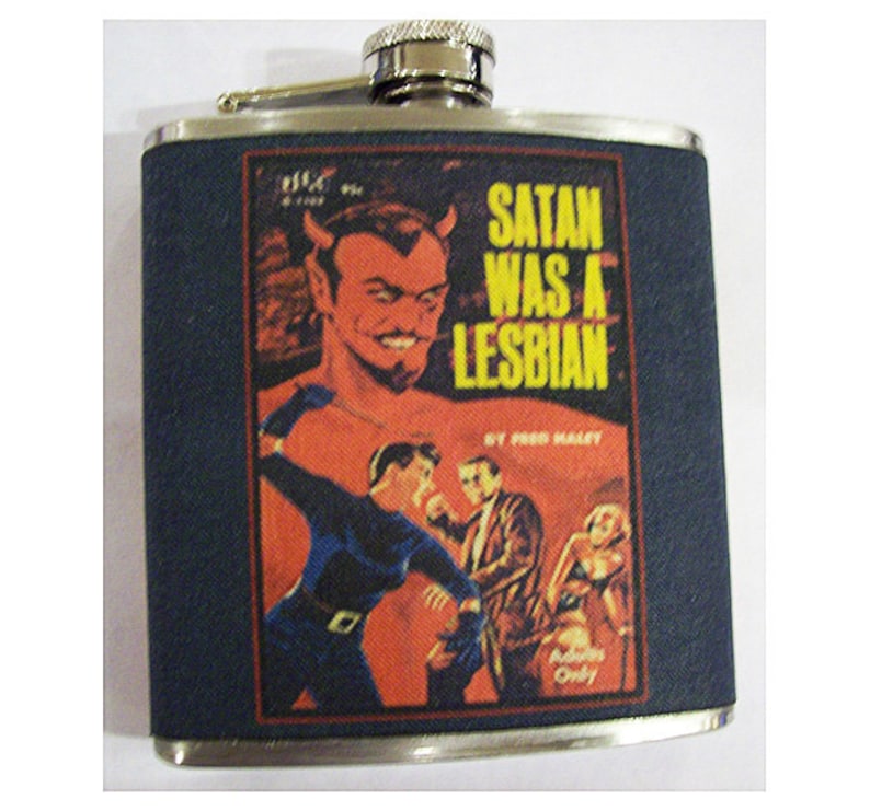 Lesbian pulp flask retro vintage pin up 1950s paperback sleaze pulp fiction kitsch image 1