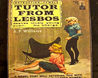 Lesbian pulp coasters 1950s retro vintage pin up pulp fiction paperback kitsch art