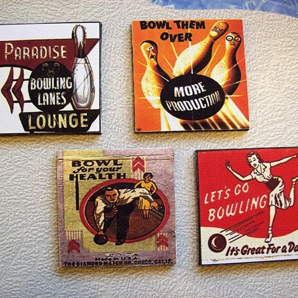 bowling cocktail coasters 1950's retro vintage style