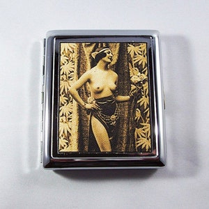 retro nude cigarette case vintage 1920s pin up girl metal wallet mature image 2