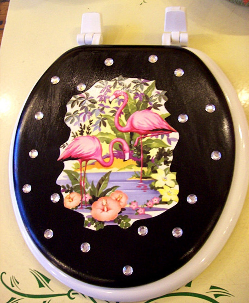 retro flamingo toilet seat vintage 1950's pink flamingo rockabilly Florida kitsch image 3