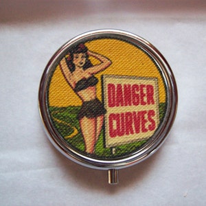 pin up girl pill box retro vintage 1950s rockabilly vitamin case burlesque kitsch