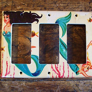 vintage mermaid rocker switch plate retro 1950s pin up dimmer cover rockabilly kitsch image 5