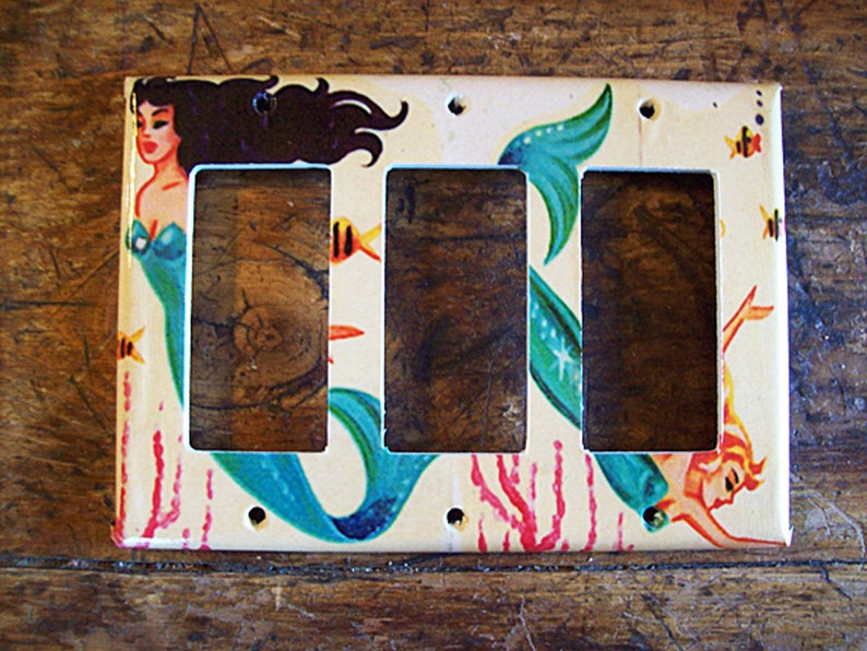 vintage mermaid rocker switch plate retro 1950s pin up dimmer cover rockabilly kitsch image 5