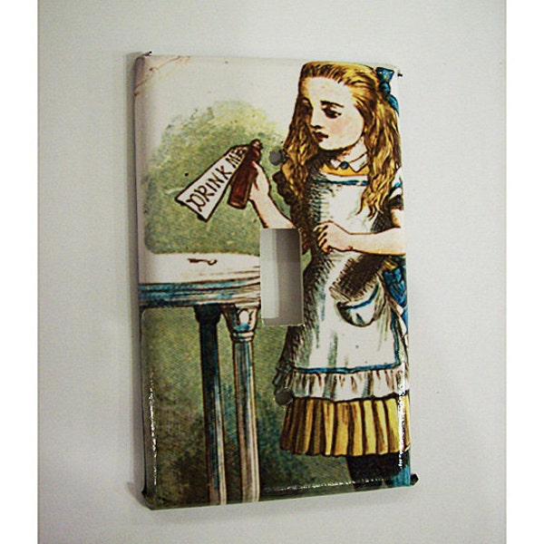 Alice in Wonderland switch plate cover vintage white rabbit fairy tale kitsch