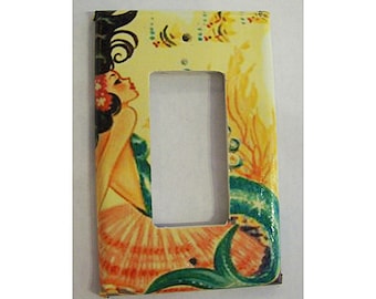 vintage mermaid rocker switch plate retro 1950s pin up dimmer cover rockabilly kitsch