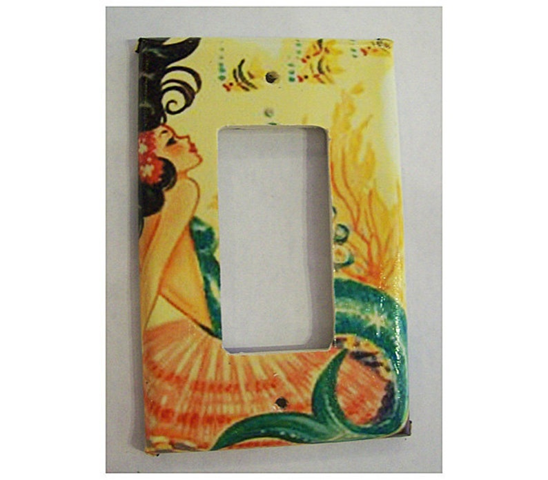 vintage mermaid rocker switch plate retro 1950s pin up dimmer cover rockabilly kitsch image 1