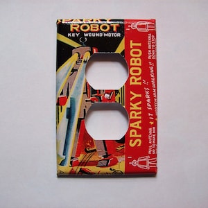 robot outlet switch plate cover retro vintage rocker dimmer outer space kitsch