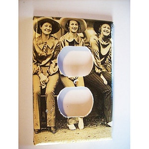 cowgirl outlet switch plate retro vintage pin up cowboy rocker cover image 1