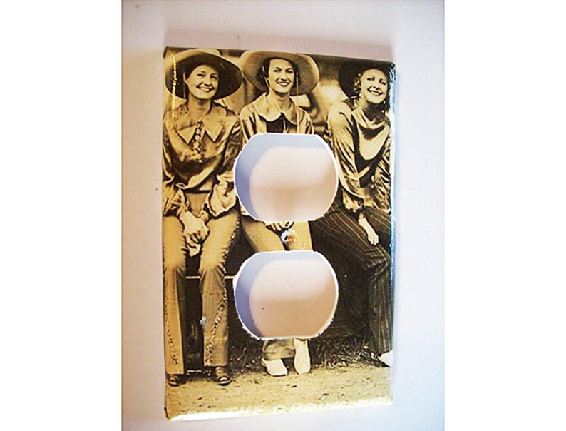 cowgirl outlet switch plate retro vintage pin up cowboy rocker cover image 1