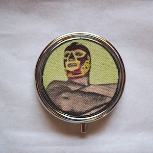Mexikansk wrestler piller box retro lucha libre Mexico kitsch vintage pillbox luchador fodral