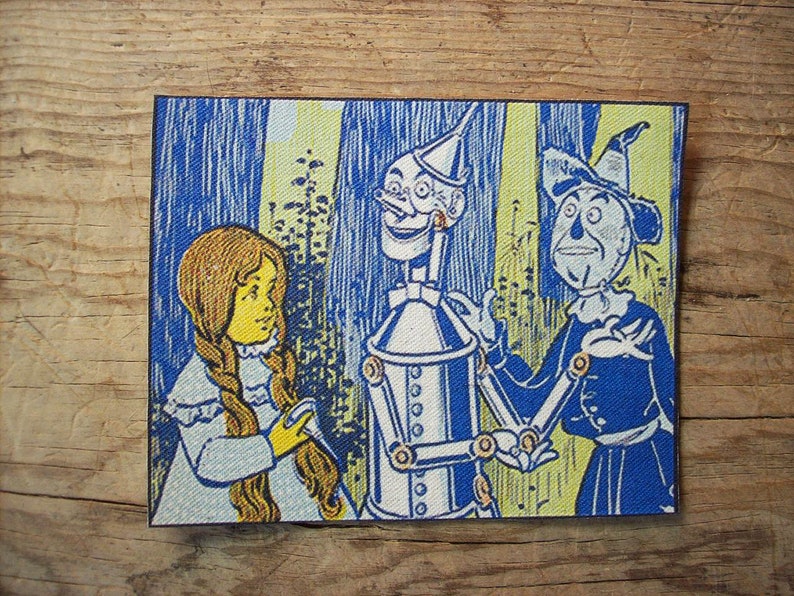 Wizard of Oz sew on patch set retro vintage fairy tale kitsch tin man scarecrow Dorothy image 3