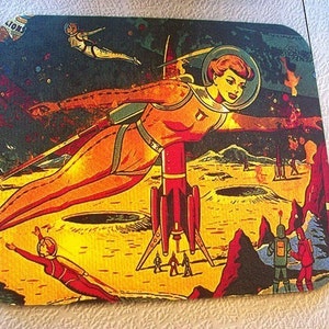 pin up girl mouse pad retro vintage 1950s outer space kitsch rockabilly image 1