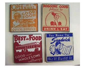 diner coaster set retro 1950s vintage menu matchbook  kitsch