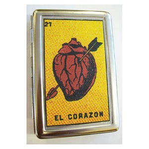 Cartera de metal de lotería, estuche retro para cigarrillos, estuche para identificación mexicana en español