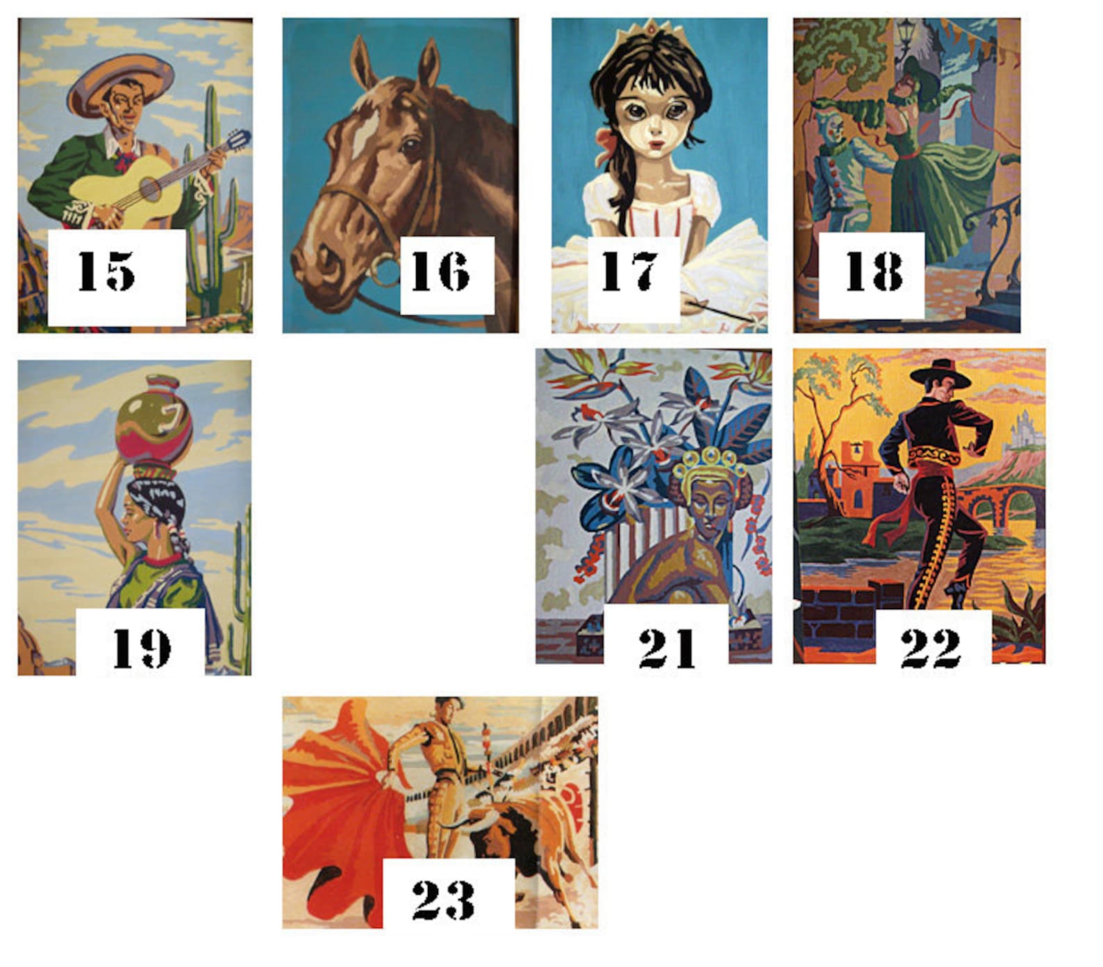 Retro Paint by Number Print 1950s 1960s Era Vintage Style Etsy